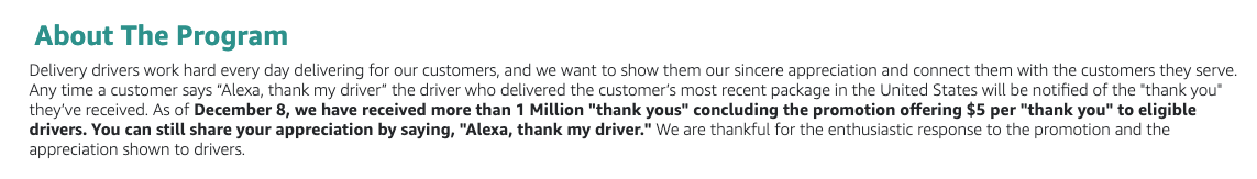 Amazon Thank You Drivers