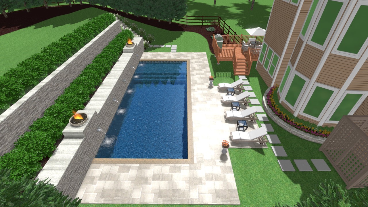 Pool with Retaining Walls