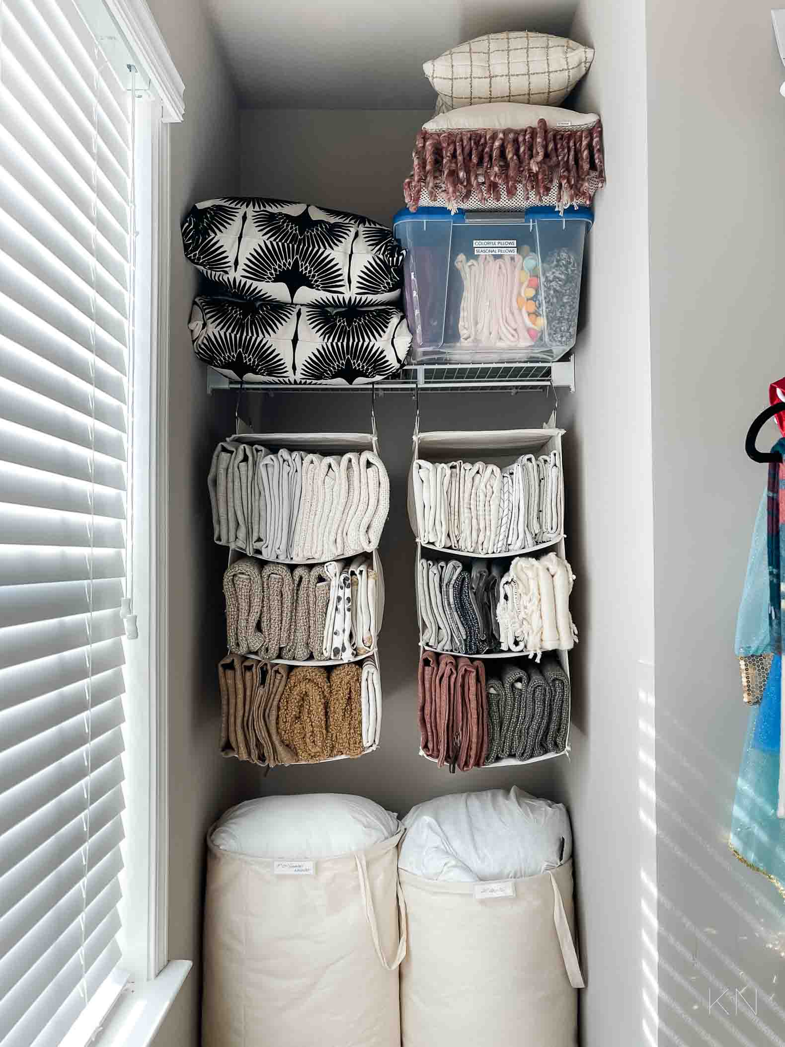 A Small Organized Linen Closet (And Ideas to Store Bulky Bedding) - Kelley  Nan