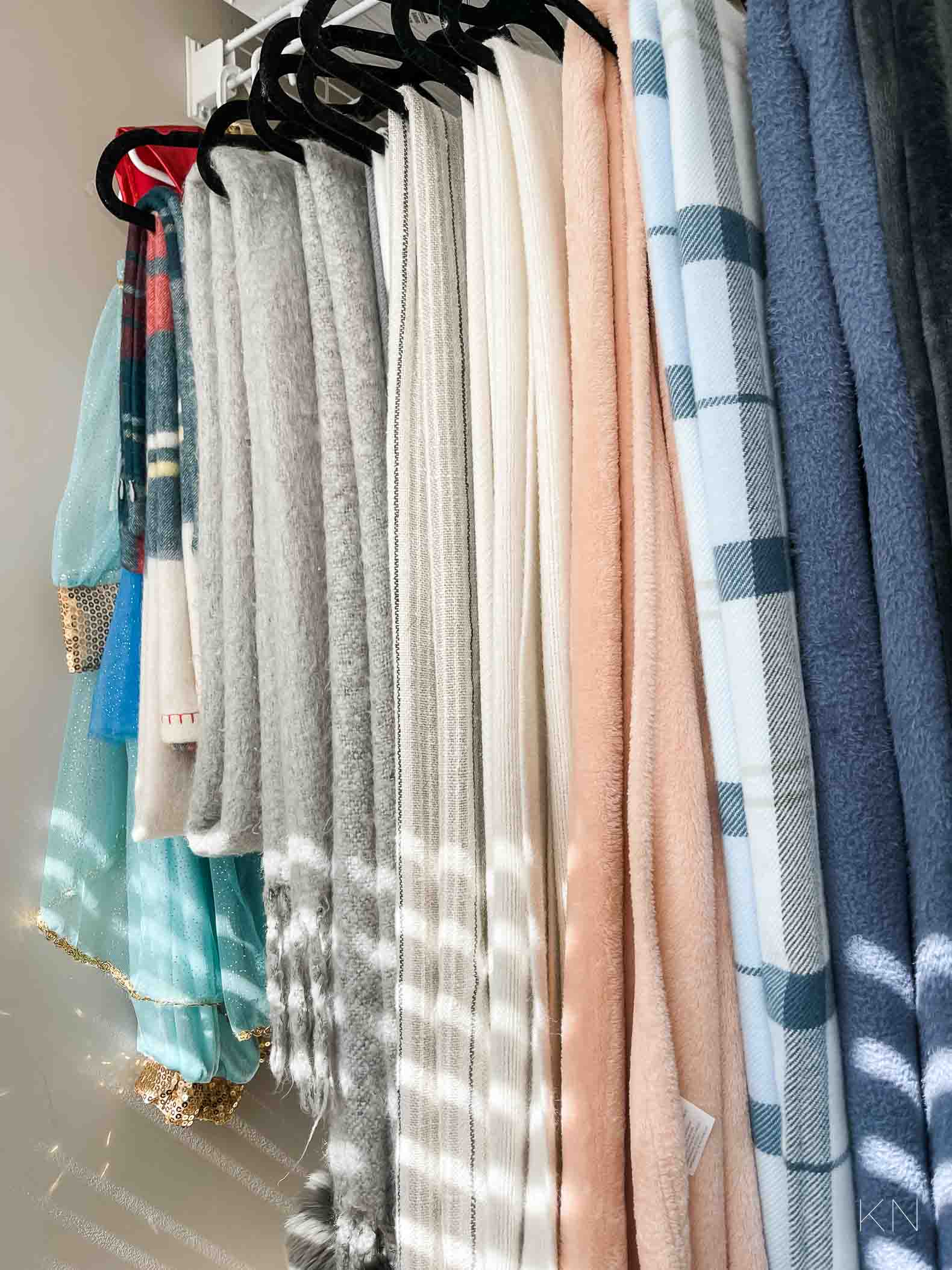 throw blanket storage in the office closet