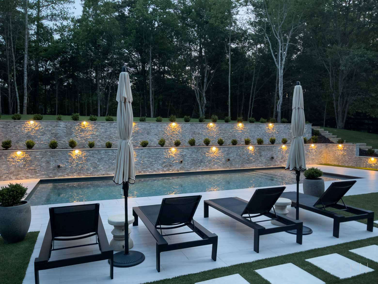 Pool Design with Landscape Lighting