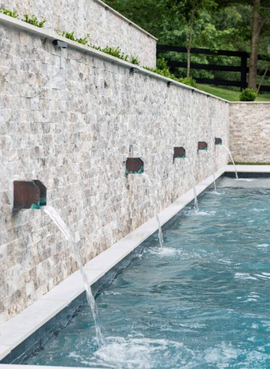 Pool Design with Double Retaining Wall as Pool Side