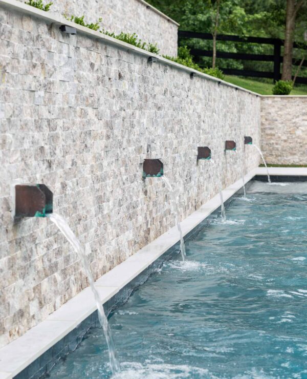 Pool Design with Double Retaining Wall as Pool Side