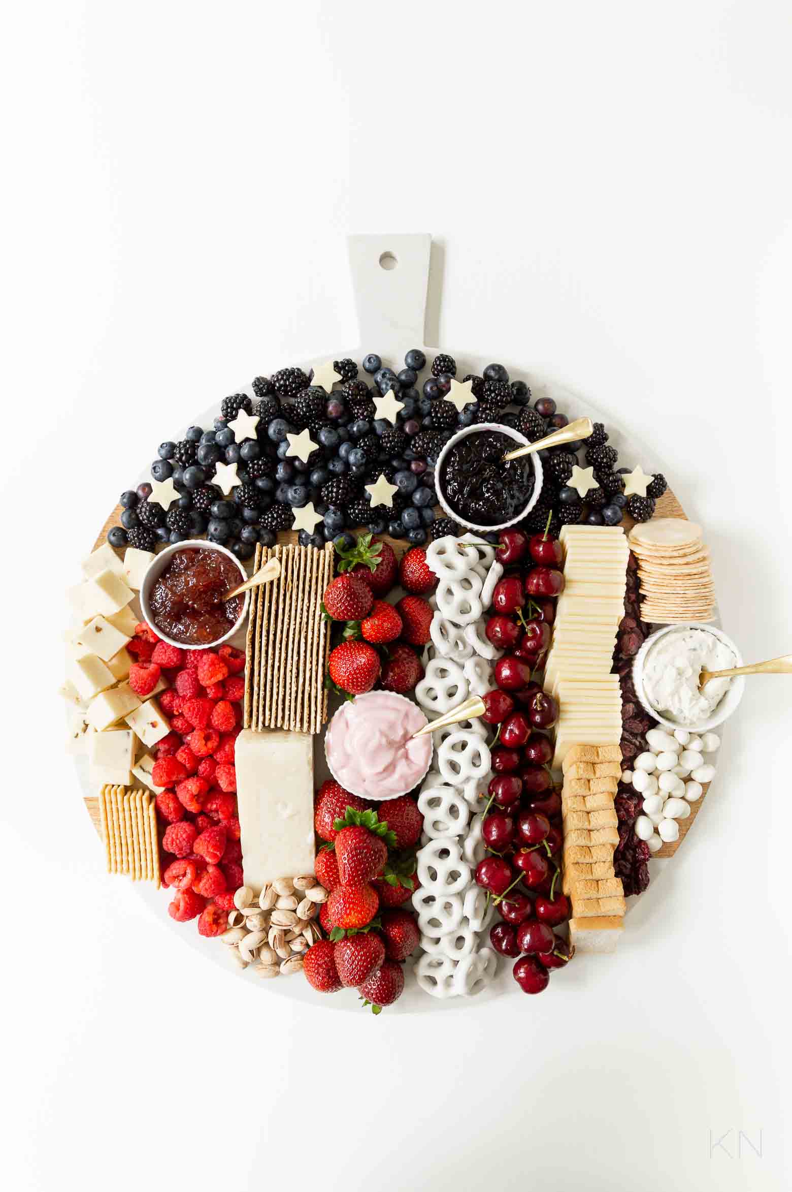 Red White and Blue American Flag 4th of July Charcuterie Board -- An All American Grazing Board for the Fourth of July!