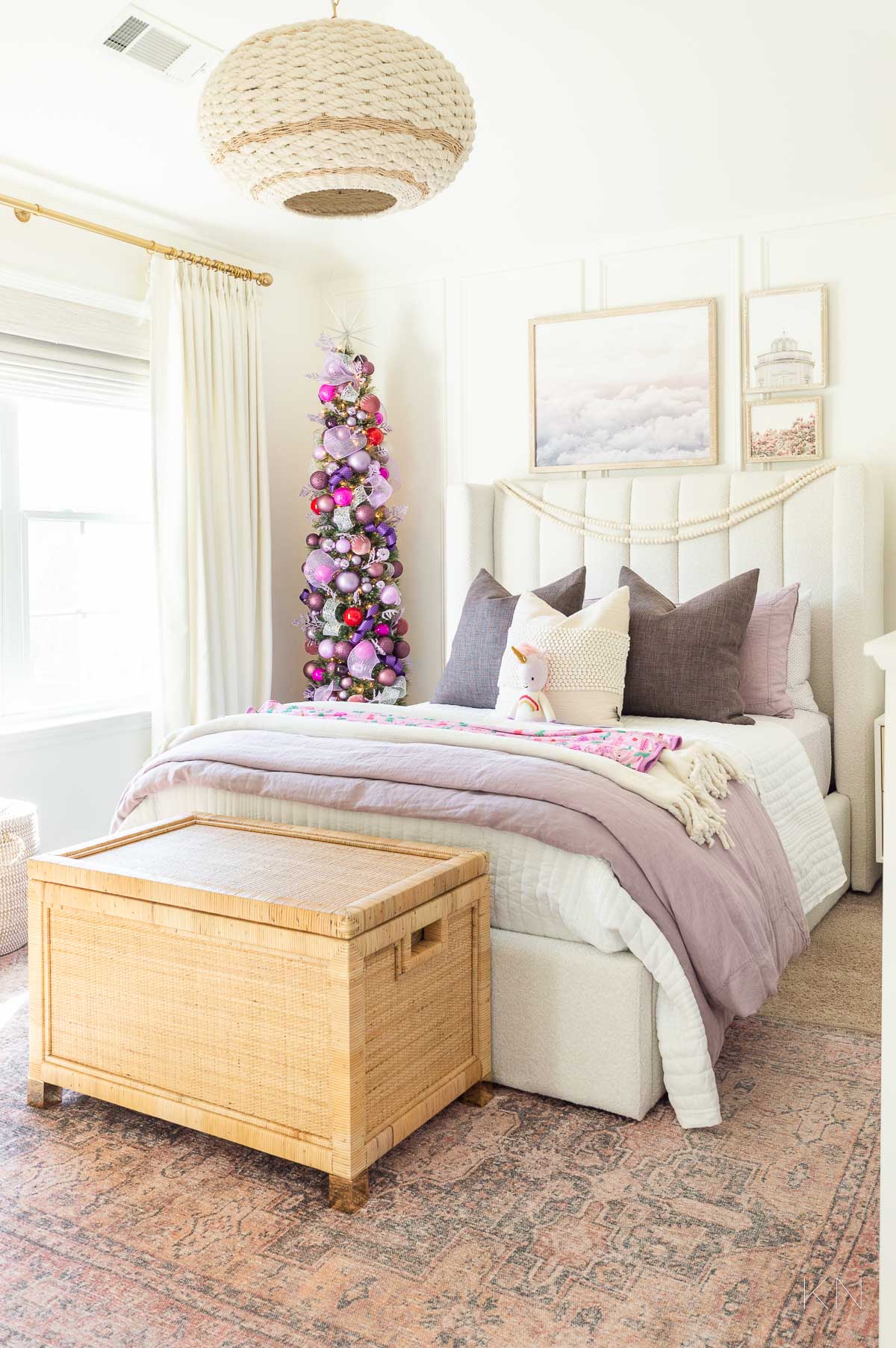 Little Girl Purple and Pink Christmas Bedroom Decor