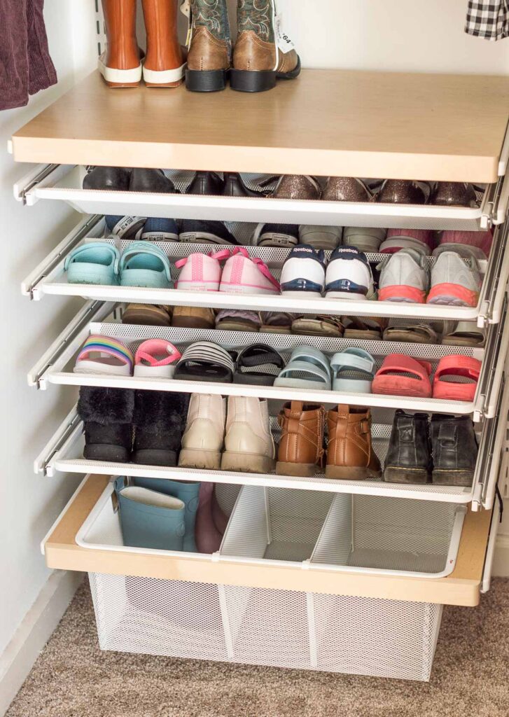 Kids Elfa Shoe Drawers for Closets