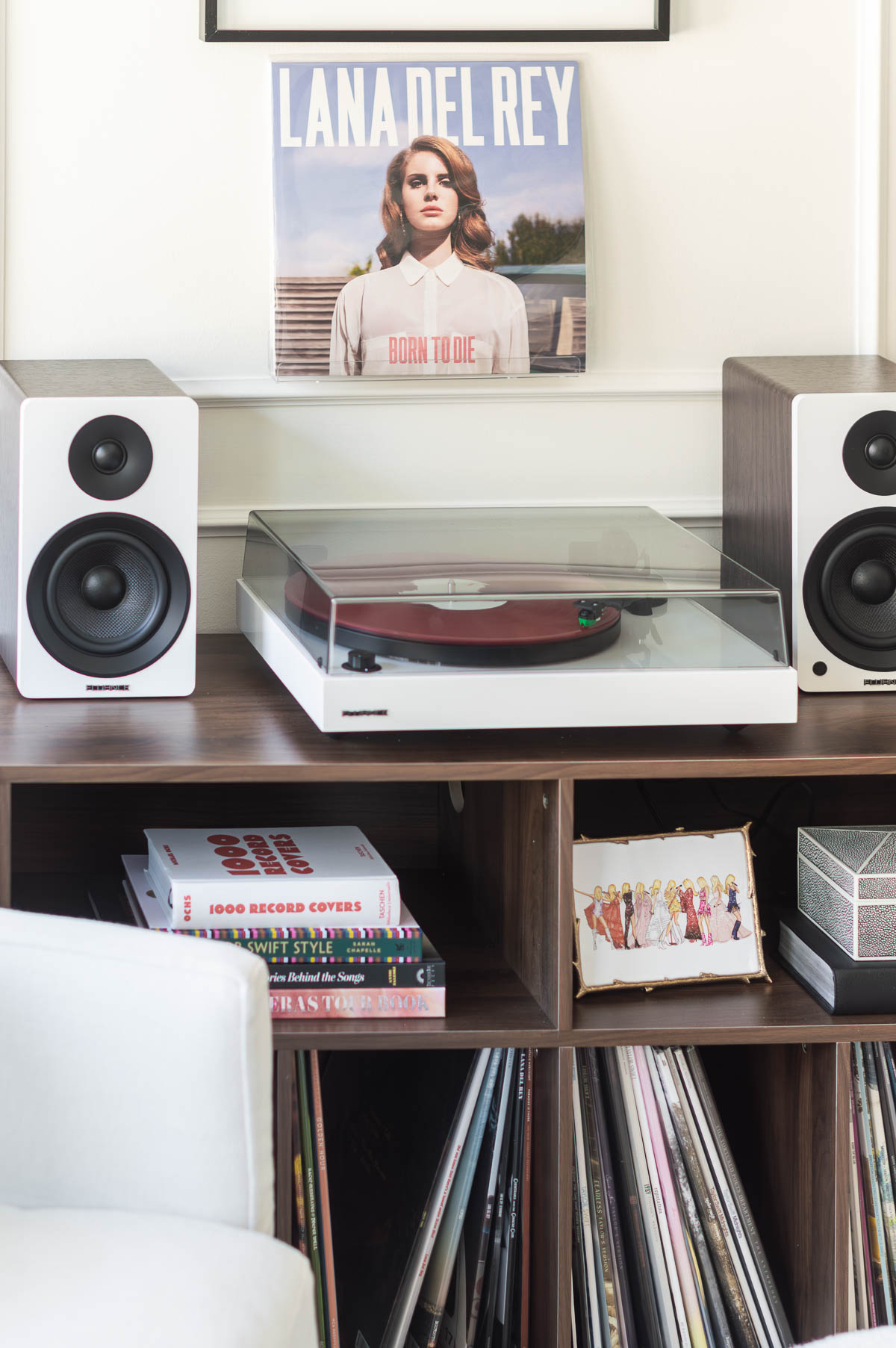 Record Player Vinyl Listening Corner in Bedroom