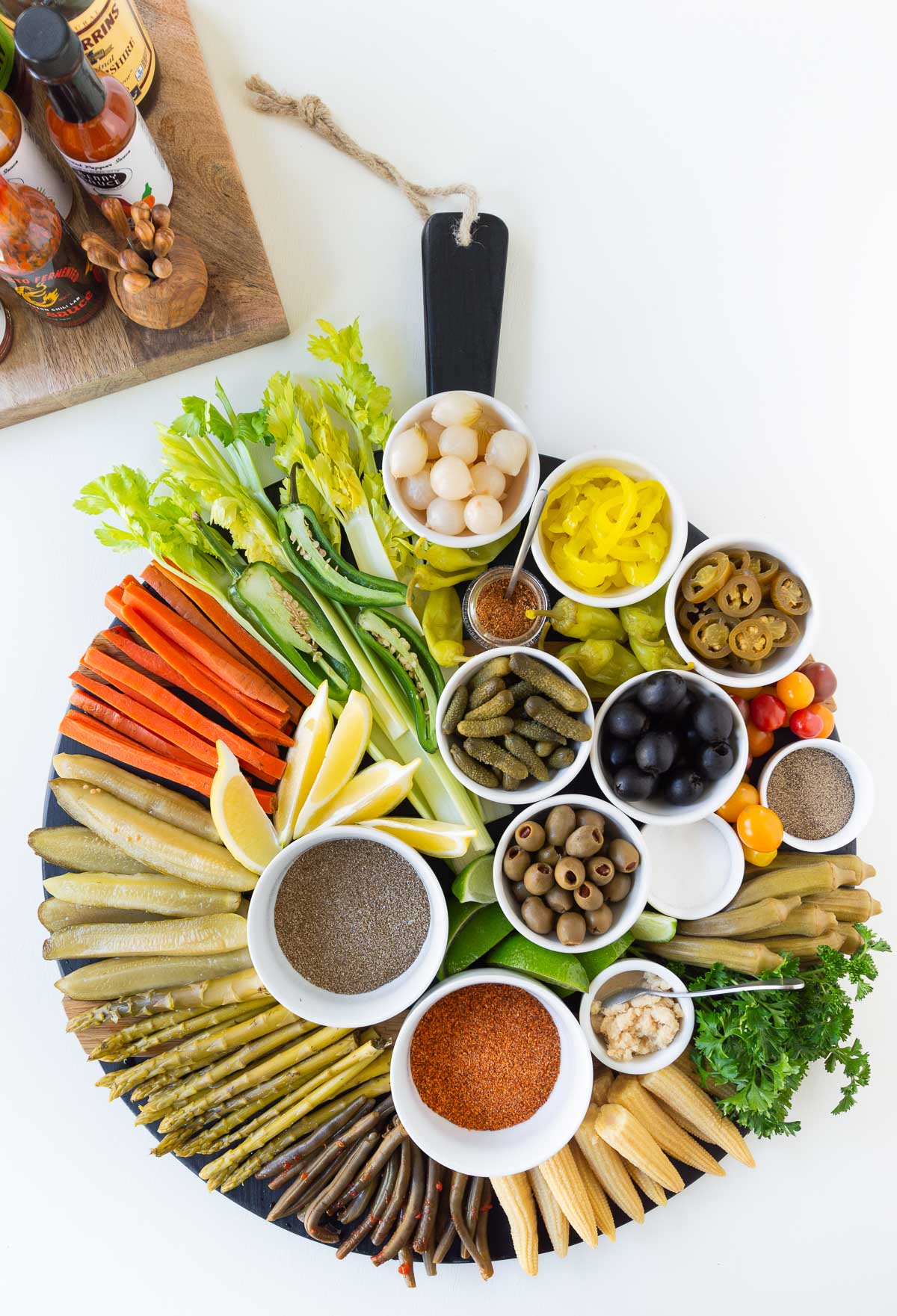 Bloody Mary Charcuterie Board -- Best Toppings & Recipe