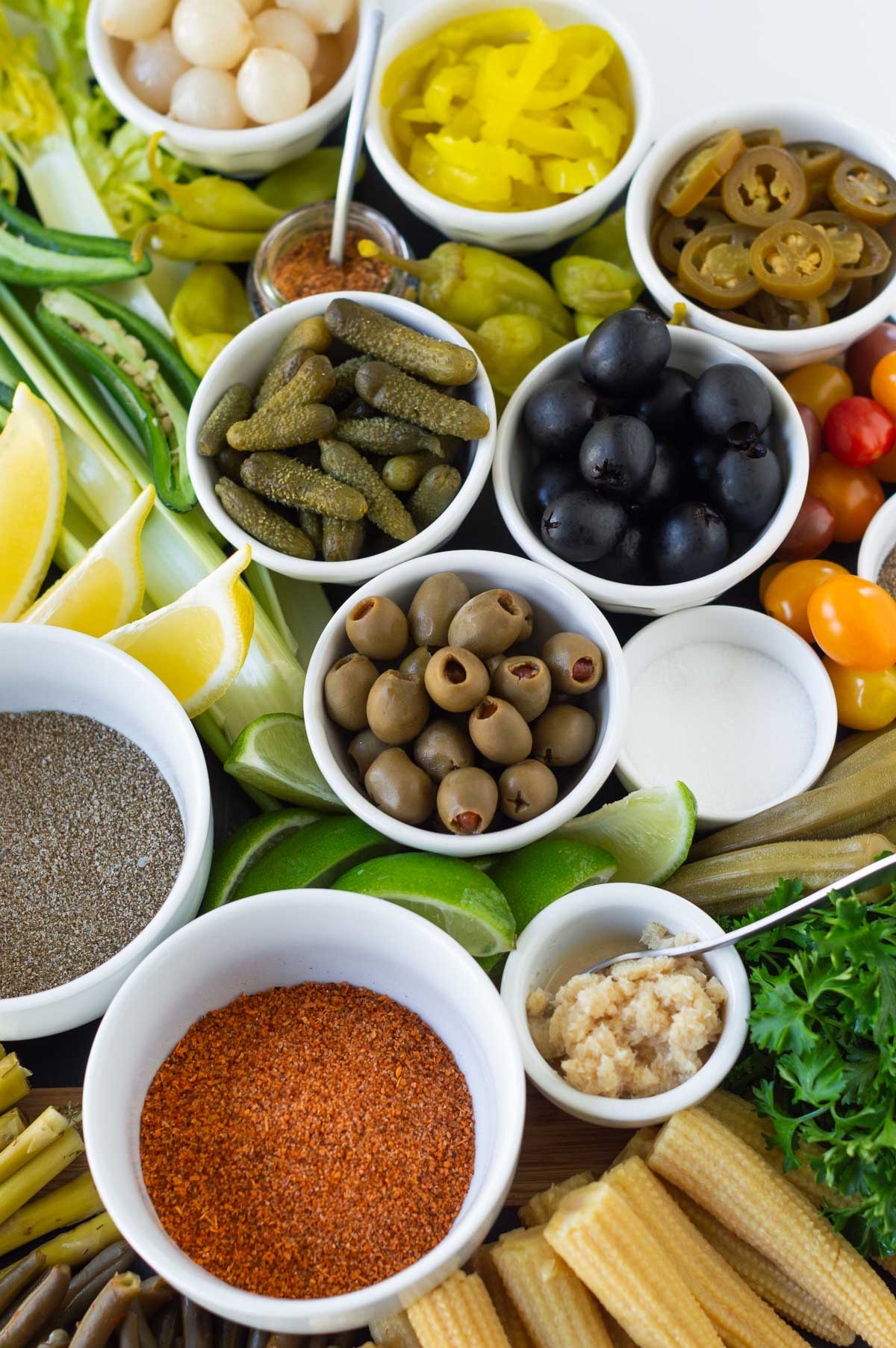 Bloody Mary Charcuterie Board Ingredients