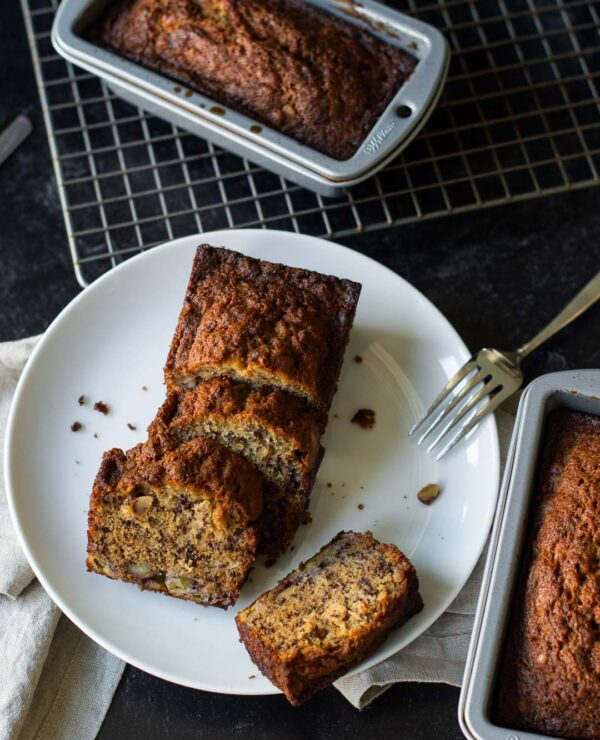 Seriously Moist Banana Bread with Walnuts