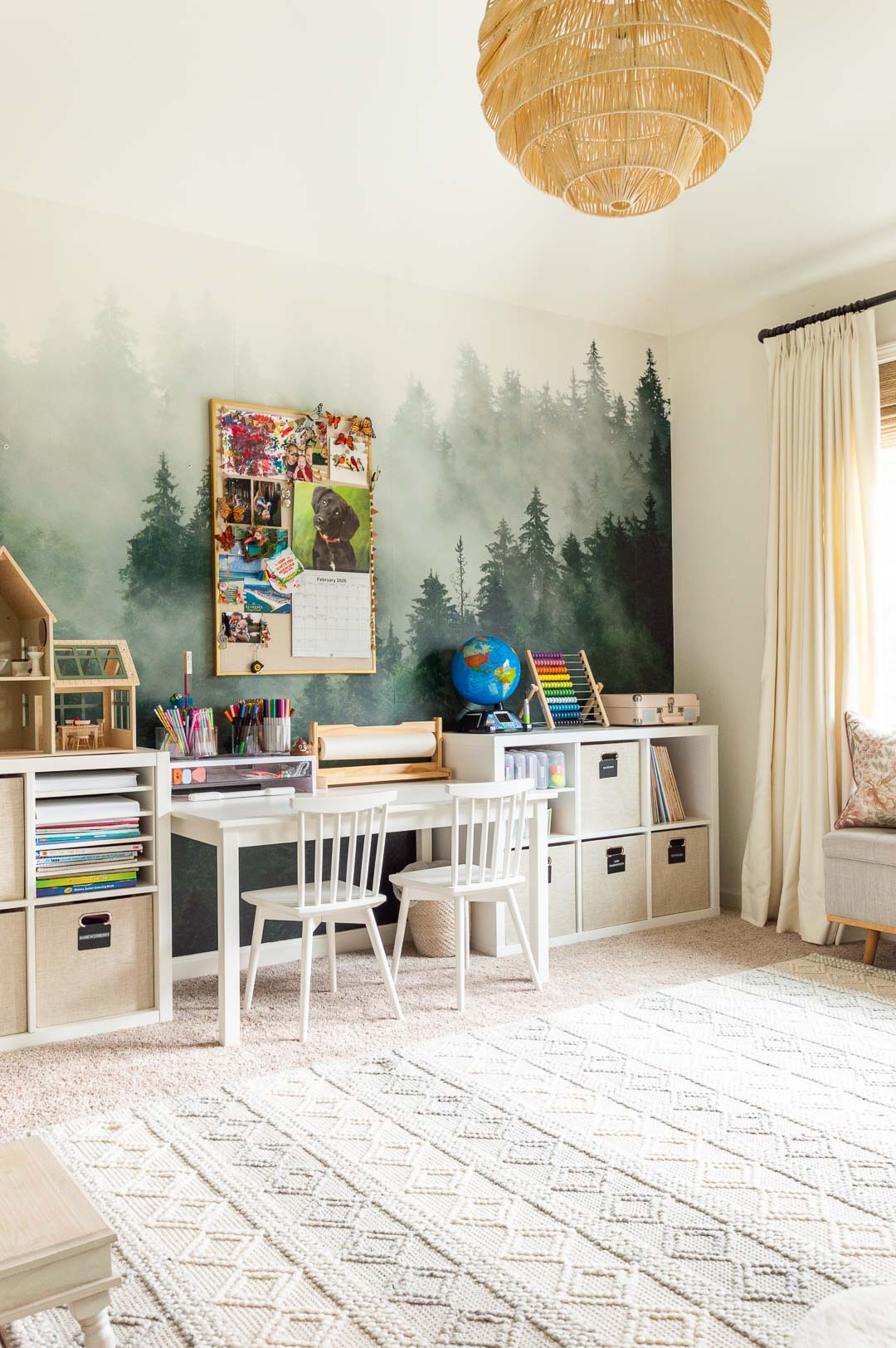 Kids Playroom Ideas for Kallax Storage Cubbies and a Work Table