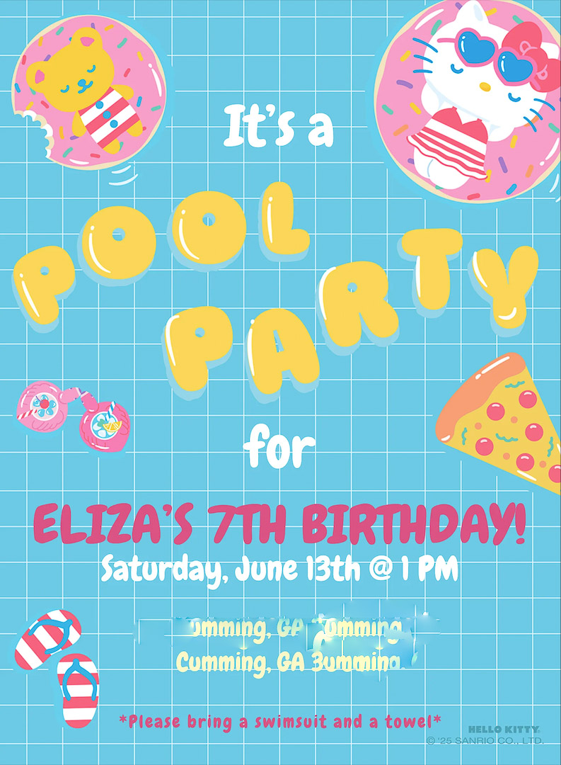 7 Year Old Budget Birthday Party Hello Kitty Pool Party
